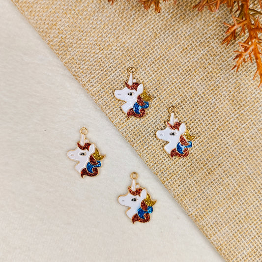 Glitter Unicorn Metal Charms