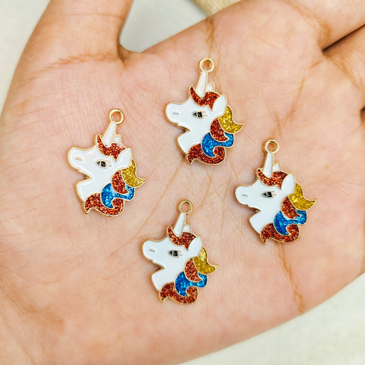 Glitter Unicorn Metal Charms