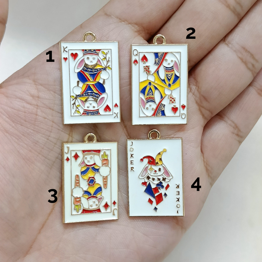 Big Bunny Playing Cards Metal Charms