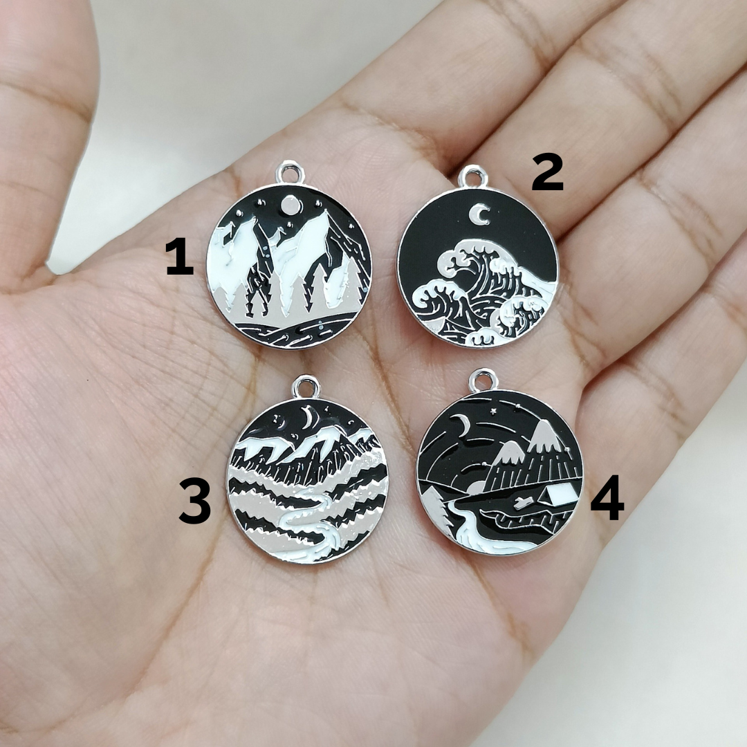 Scenic Silver-base Travel Coin Metal Charms