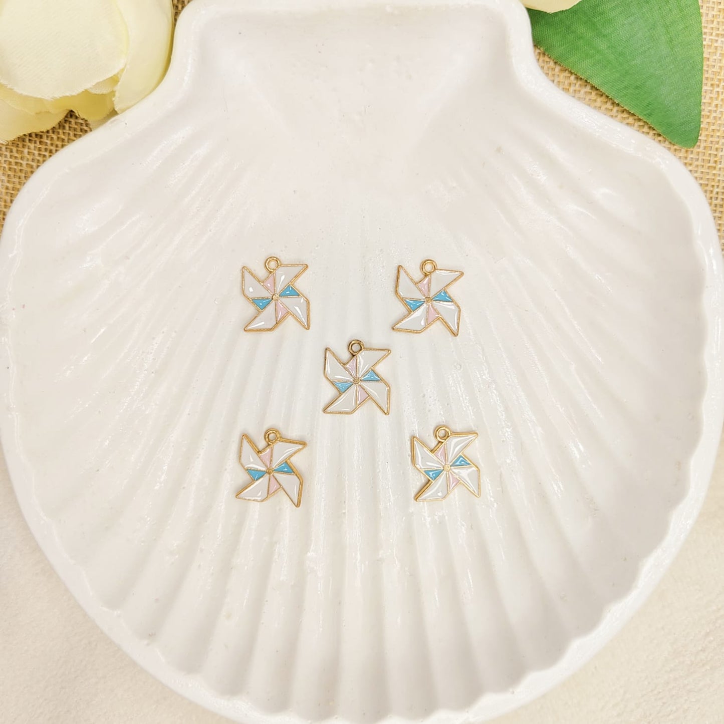 Pastel Paper Fan Metal Charms
