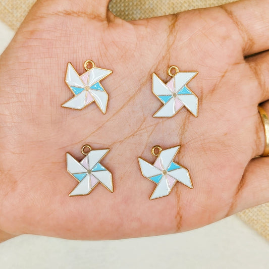 Pastel Paper Fan Metal Charms