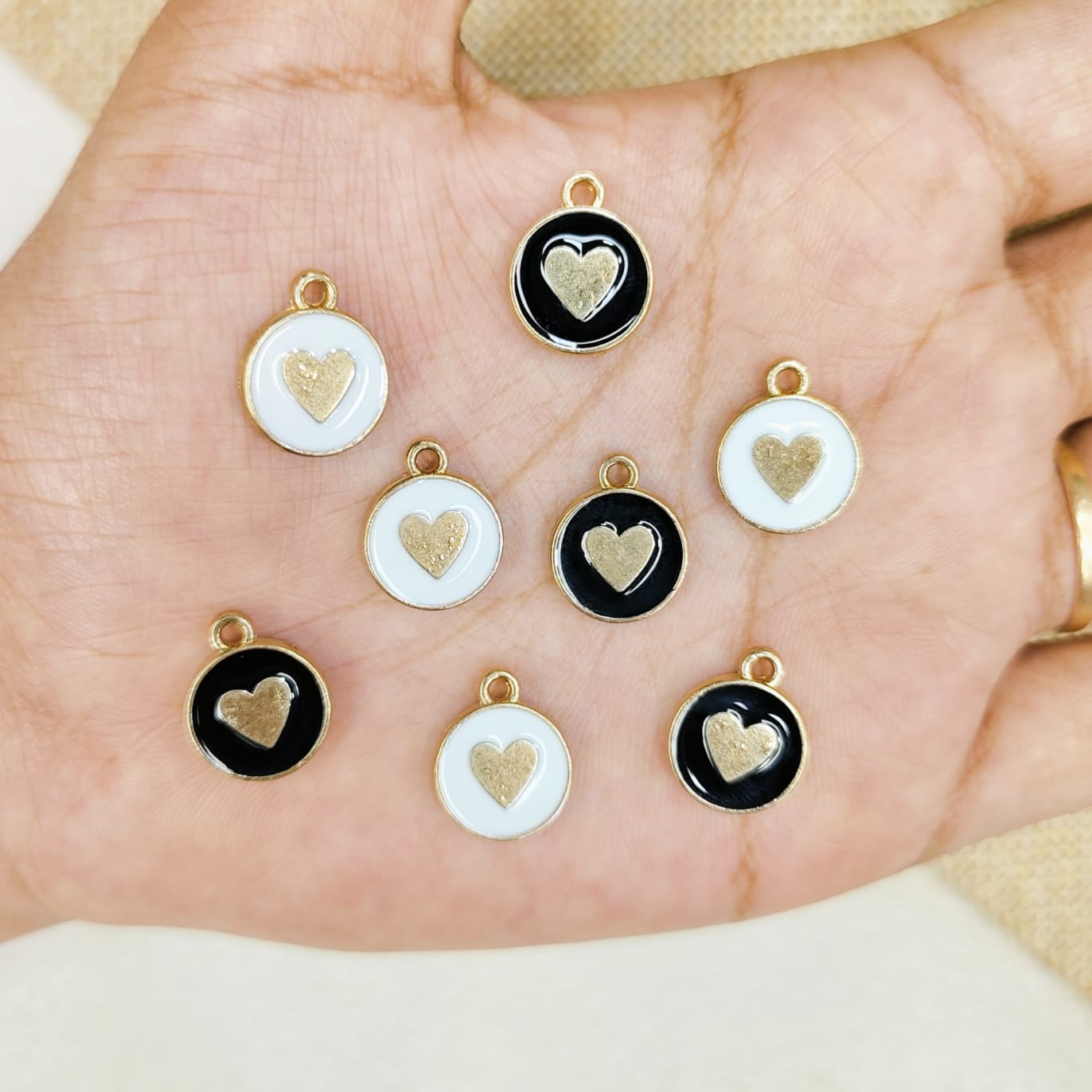 Double-Sided Heart Coin Charms
