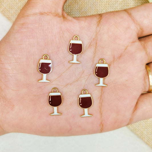 Mini Red Wine Metal Charms