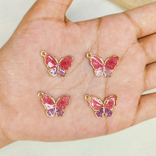 Side-Ring Glittery Butterfly Charms