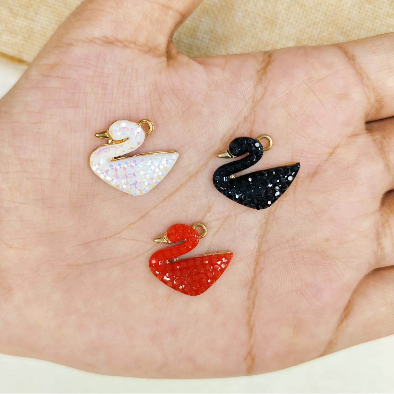 Multi-Studded Swan Charms