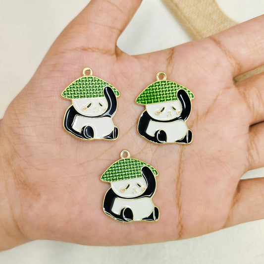 Green Hat Lazy Panda Charms
