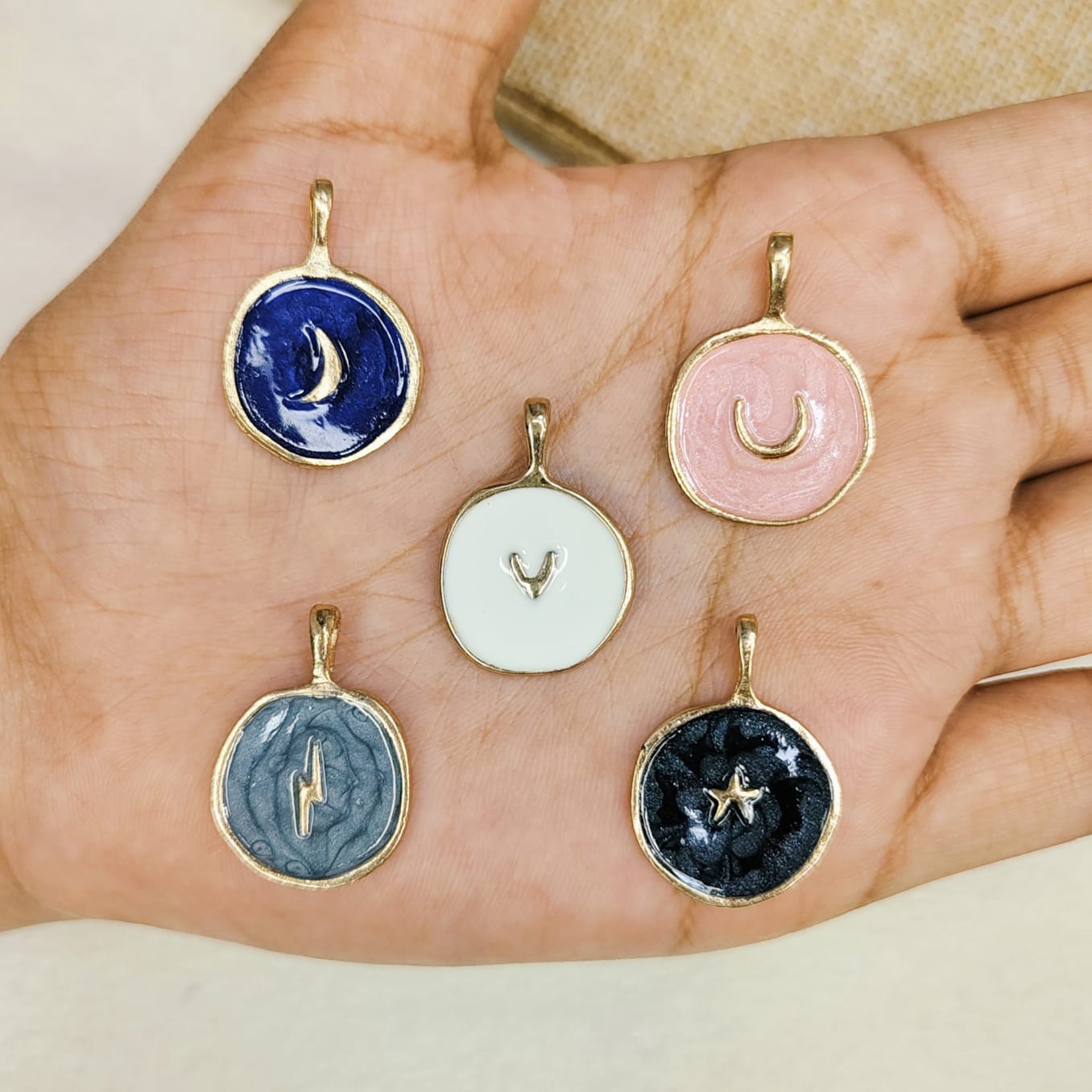 Round Enamel Galaxy Charms