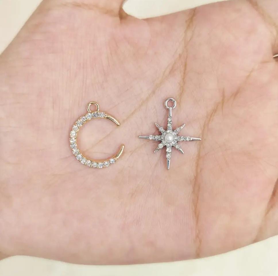 Studded Moon & Star Charms