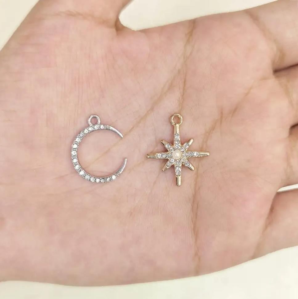 Studded Moon & Star Charms