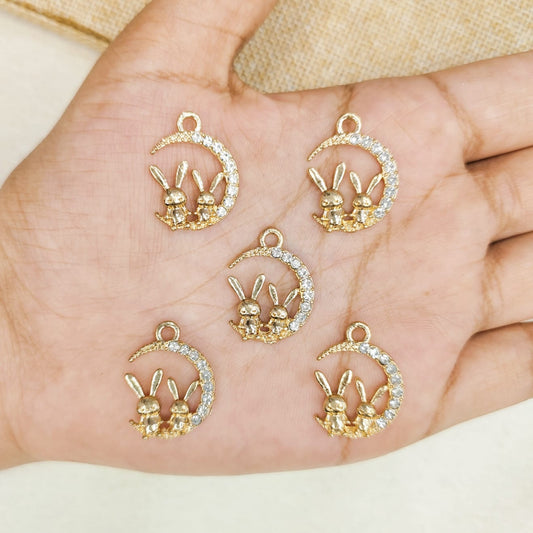 Luxury Studded Moon-Bunny Charms