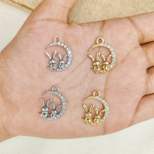 Luxury Studded Moon-Bunny Charms