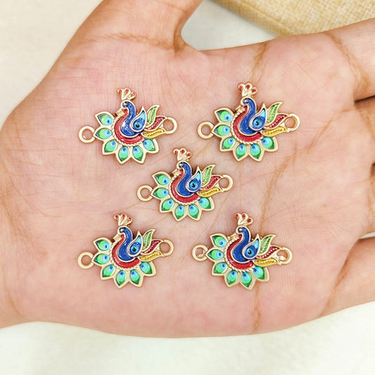 Hand-Painted Peacock Connectors