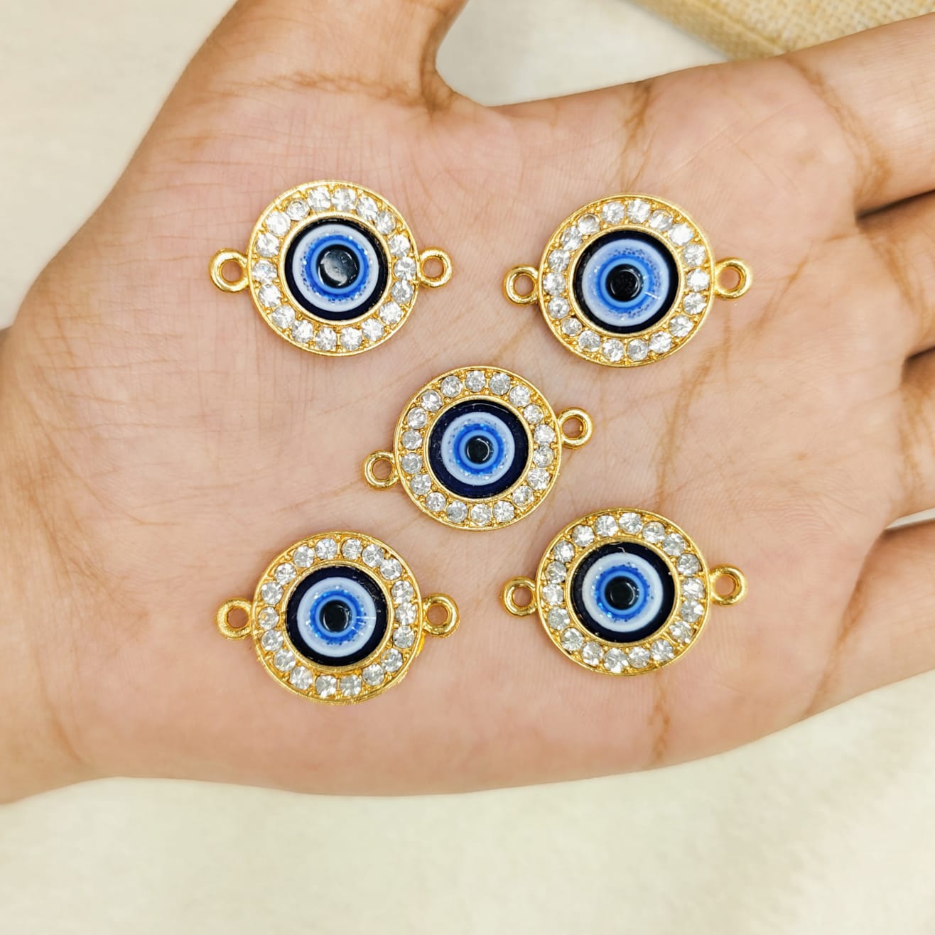 Studded Ring Evil Eye Connectors
