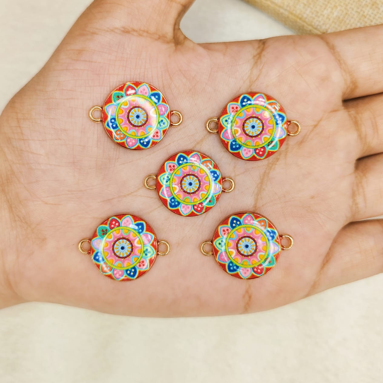 Light Multicolour Printed Mandala Connectors