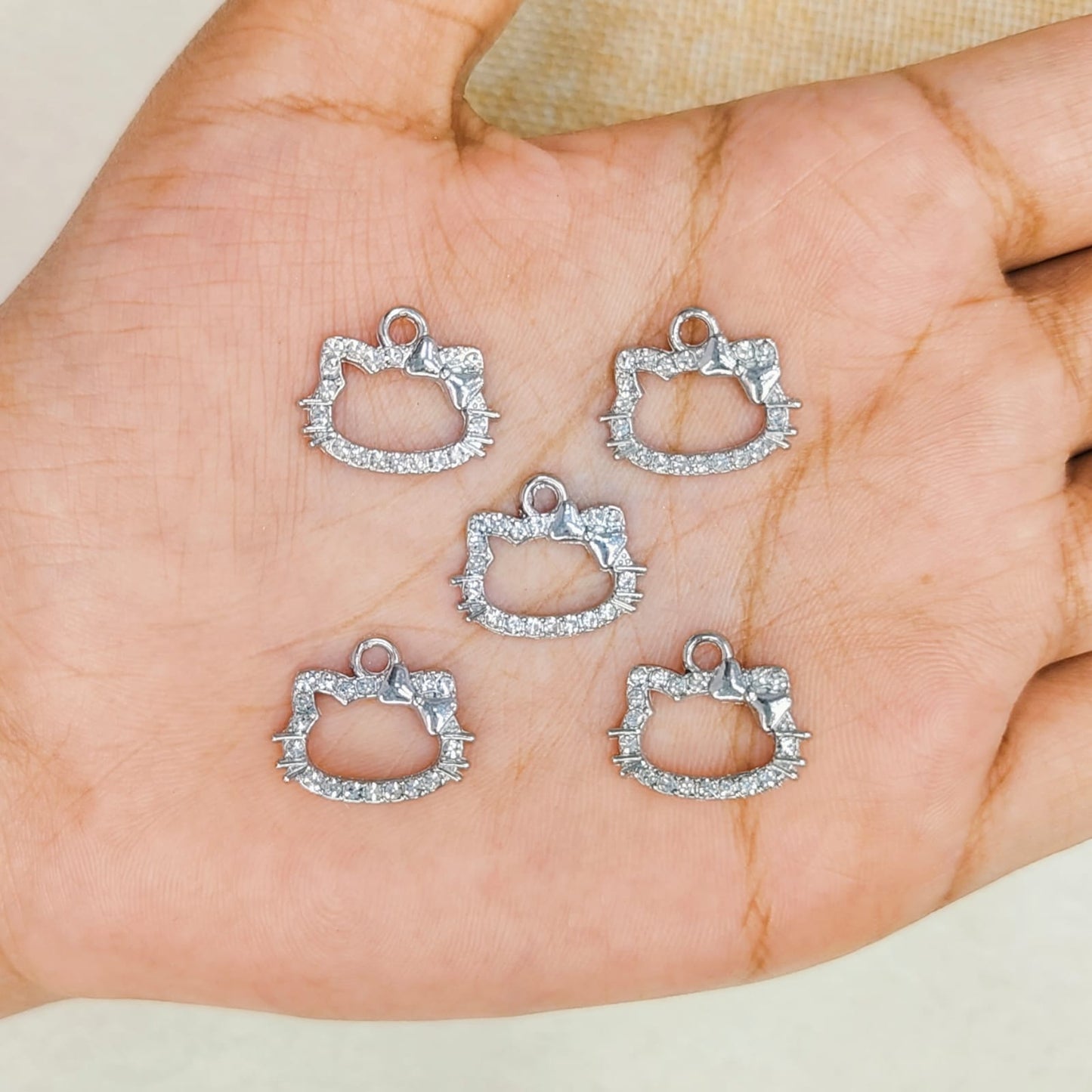 Studded Silver Hello Kitty Charms