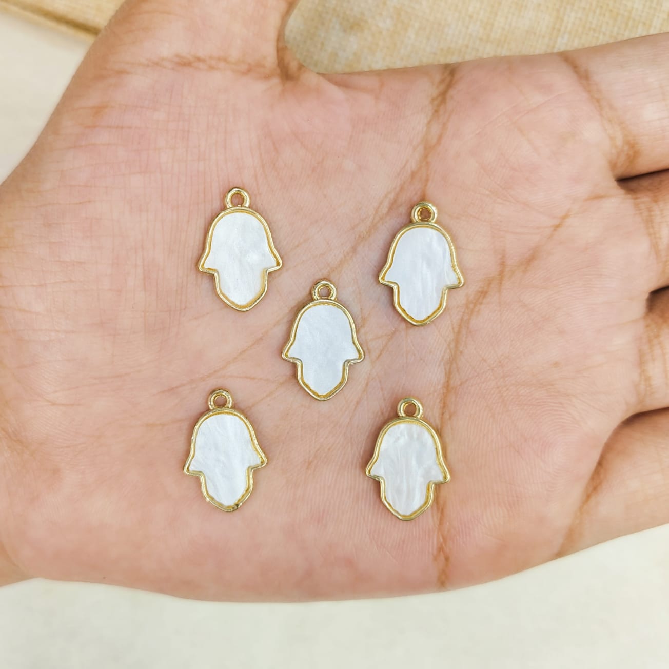 Pearl-Finish Hamsa Goodluck Charms