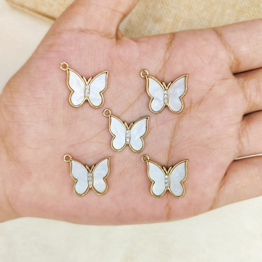 Pearl-Finish Dangling Butterfly Charms