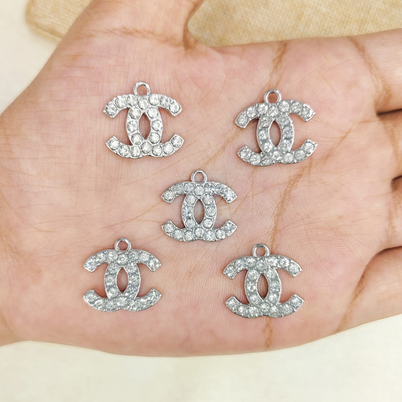 Studded Silver CC Chanel Brand Charms