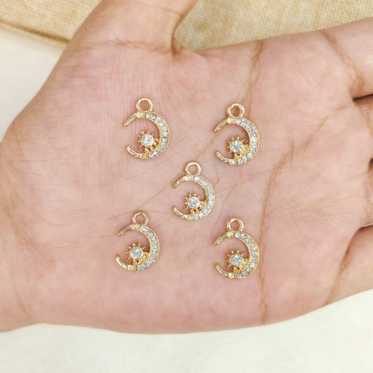 Studded Mini Moon & Star Charms