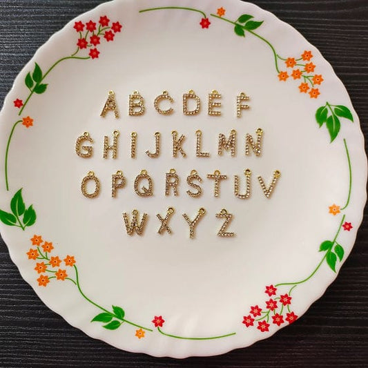 Studded Golden-Base Initial Charms