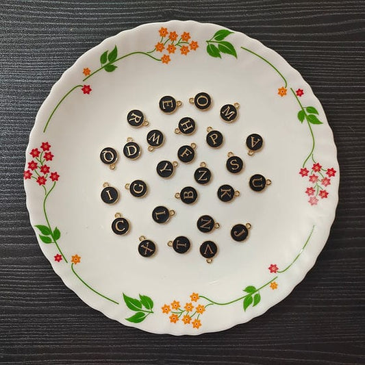 Black Initial Coin Metal Charms