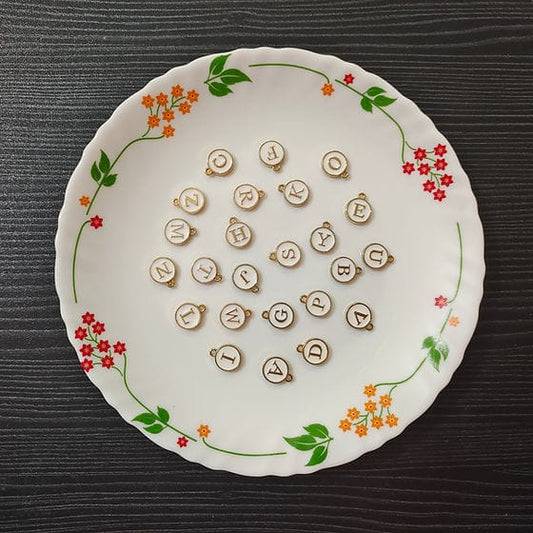 White Initial Coin Metal Charms