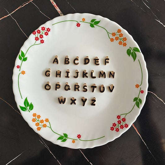 Black Quirky Initial Metal Charms