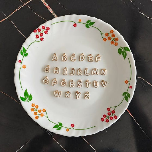 White Quirky Initial Metal Charms