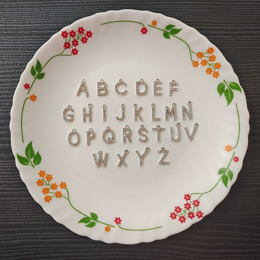 Studded Silver-Base Initial Charms