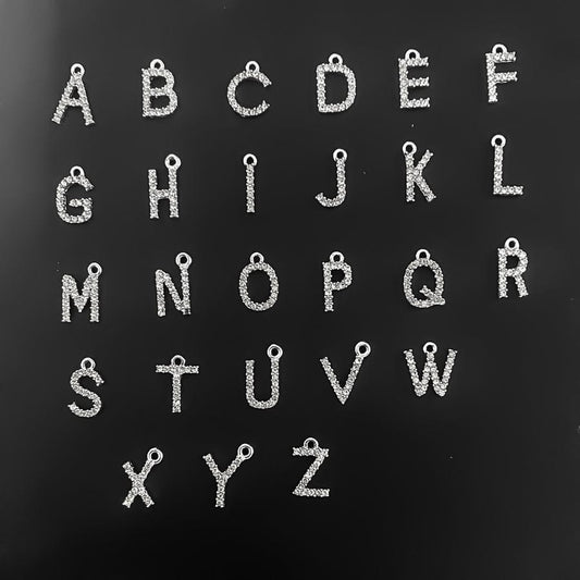 Studded Silver-Base Initial Charms