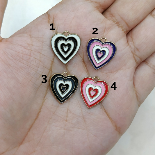Multicolour Enamel Heart Metal Charms