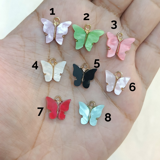 Mini Butterfly Acrylic Metal Charms