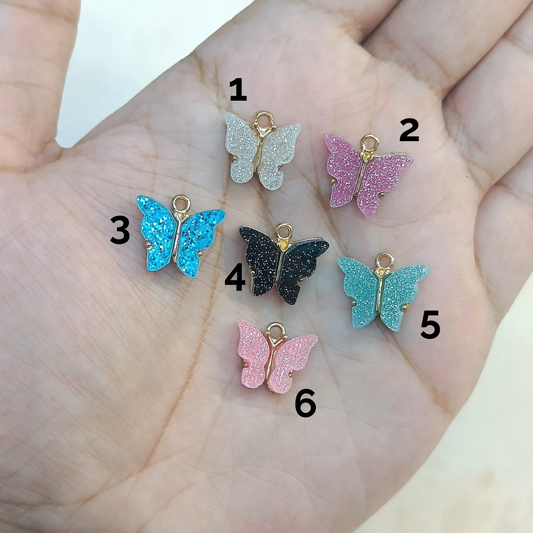 Mini Glittery Butterfly Acrylic Metal Charms