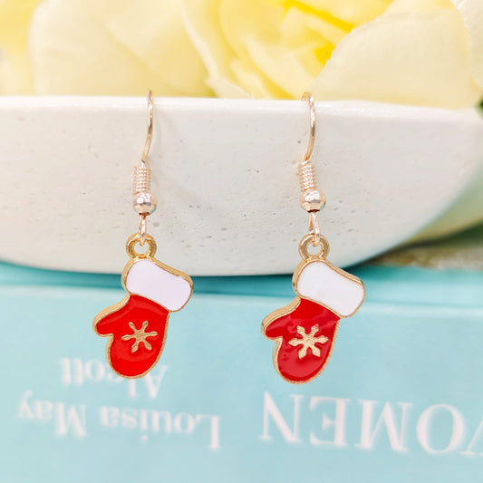 Snowflake Glove Rose Golden Christmas Earrings