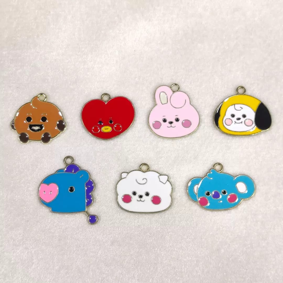 BTS BT21 Character Face Korean Metal Charms (Set of 7) – Pradhan