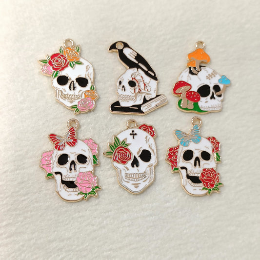 Spooky Trippy Skulls Metal Charms