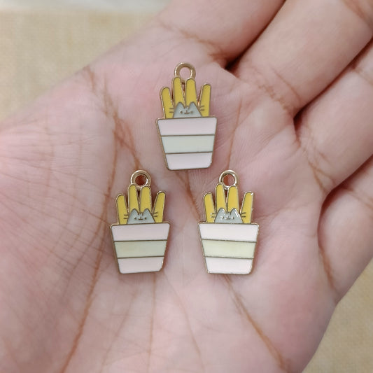 Cute Kitty French Fries Metal Charms