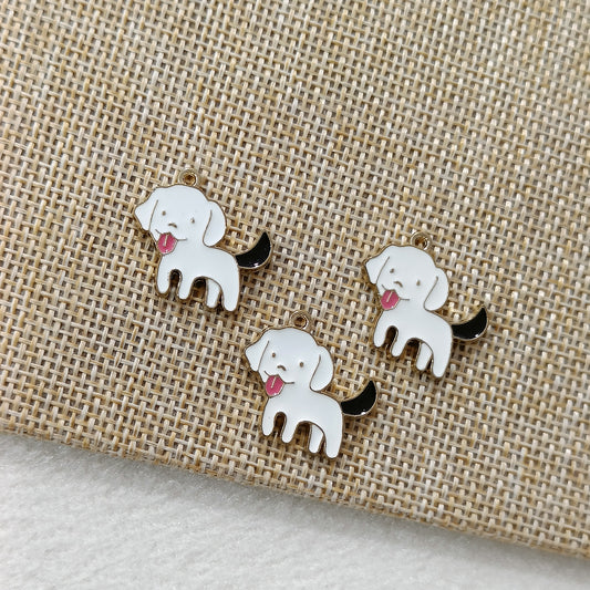 Cute White Puppy Metal Charms