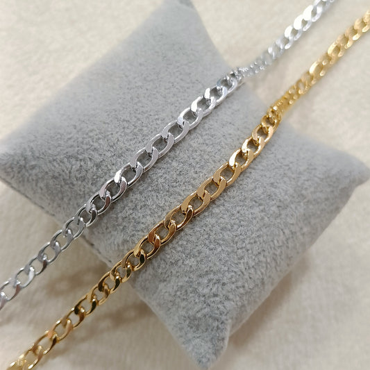 Narrow Flat-Link Metal Curb Chain