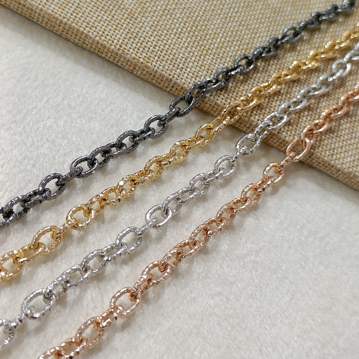 Textured Oval-Link Metal Chain