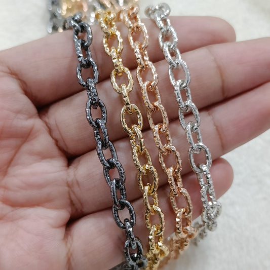 Textured Oval-Link Metal Chain