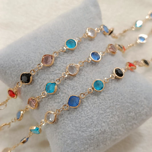 Multicolour Crystal Bezel Chain