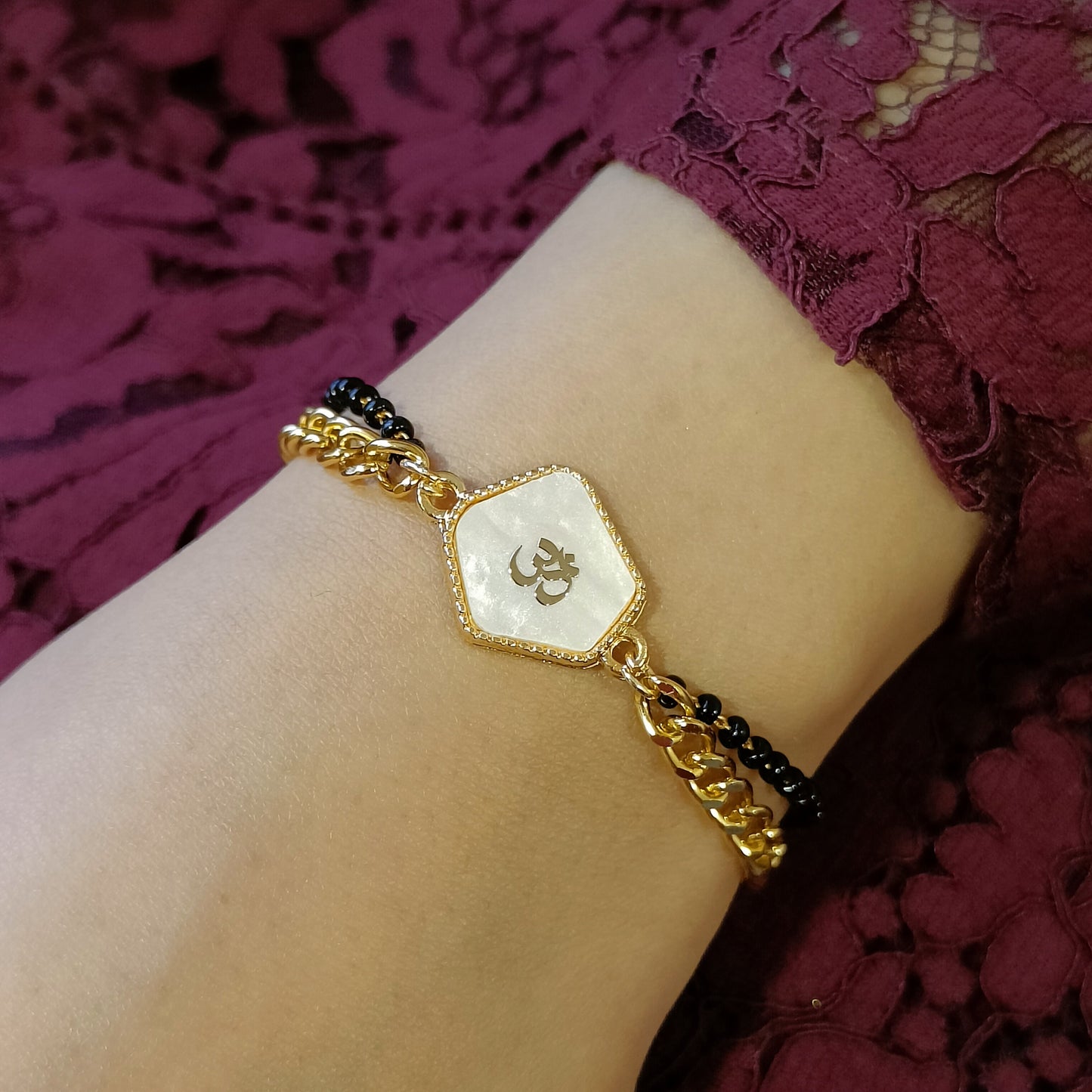 Mangalsutra & Curb Chain Om Bracelet for Women
