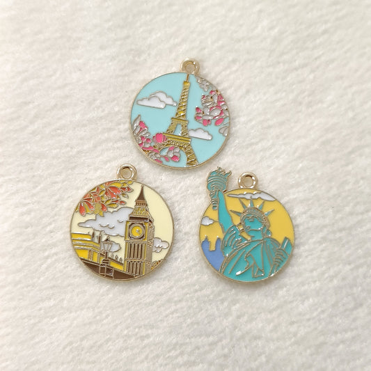 London Paris New York Metal Charms
