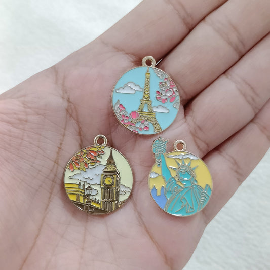 London Paris New York Metal Charms