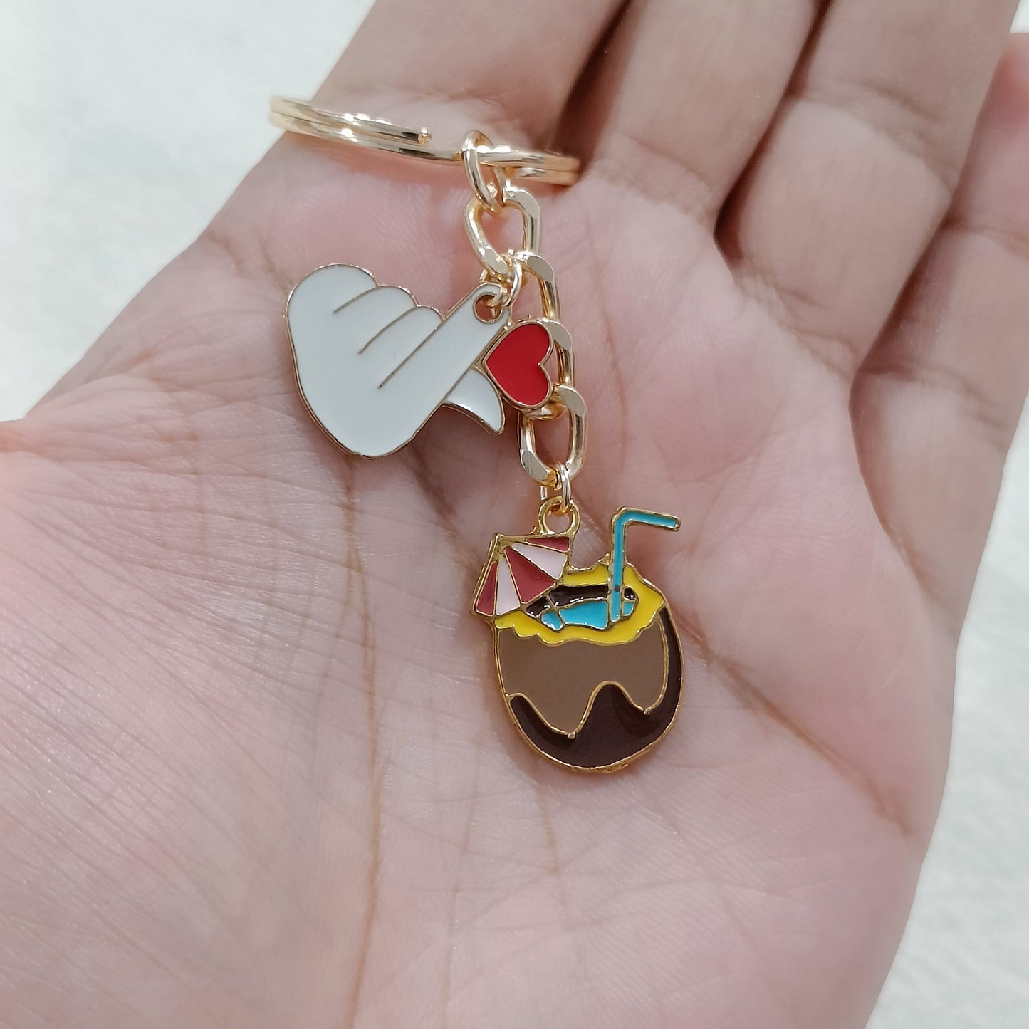 Saranghae & Beach Coconut Charms Keychain
