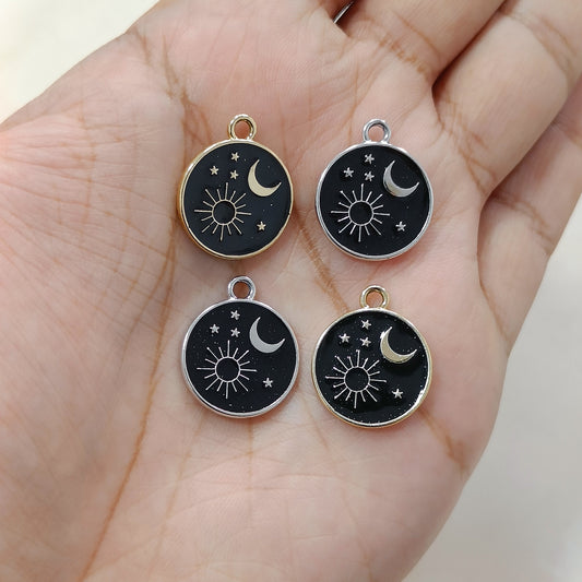 Black Starry Sky Coin Metal Charms