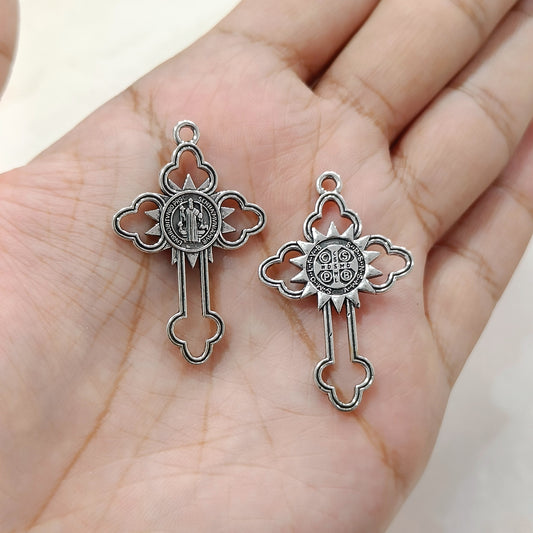 Oxo-Silver Inscribed Holy Cross Metal Charms