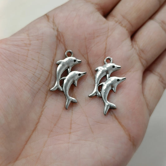 Oxo-Silver Dolphin Pair Metal Charms